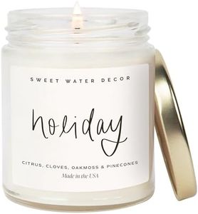 Sweet Water Decor Holiday Candle Gift, Christmas Scent, Cute 9oz Clear Jar