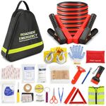 Emergency Breakdown Kit, 76 in 1 Multifunctional Roadside Assistance Car Breakdown Kit with Jumper Cables, Tow Rope, Triangle, Flashlight, Safety Hammer, etc