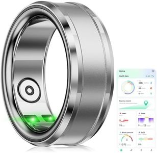 mingwear Smart Ring Bluetooth IP68 Waterproof Fitness Tracker, Body & Step Monitoring, Lightweight Sport Smart Rings for Men Silver US9