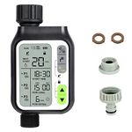 HASTHIP® Drip Irrigation Timer for Garden Farm, Irrigation Water Timer with Rainy Sensor + Multi Programs Automatic Watering System, Waterproof Digital Irrigation Timer System for Lawns