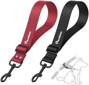 Pawaboo Dog Car Seatbelt, Universal Pet Safety Belt, Chew-Proof Dog Car Restraint with Adjustable Strap, Nylon Woven Belt & PVC Shell Dog Seatbelt, Dog Leash with 360° Hook,20 in, 2 Pack, Red + Black
