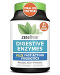 Zenwise Health Digestive Enzymes + Probiotics for Gut Health and Prebiotics Fibre Supplements for Bloating Relief and Digestion - 100 Count