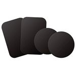 WixGear Mount Metal Plate with Adhesive for Magnetic Cradle-Less Mount - X4 Pack 2 Rectangle and 2 Round (Compatible with Magnetic mounts) (Black)