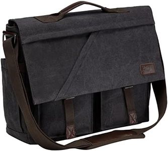 Messenger Bag for Men, Kasqo Vintage Water Resistant Canvas Satchel 17 inch Laptop Shoulder Bag Briefcase for Work Business School