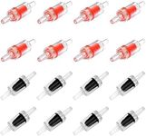 Aquarium One Way Non Return Check Valves 2 Colors 16pcs for Fish Tank Air Line Tube Tubing Hose Plastic Black Red