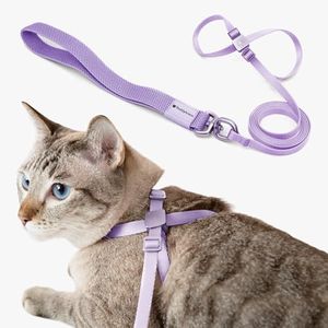 BuddyArmor Cat Harness and Leash 2-in-1, Escape Proof Anti-Chocking Harness Adjustable Lighweight Leash Walking Outoor Training for Kitten Small Large Cats Puppy, US IDA Bronze Award (Monet Purple)