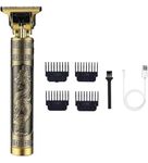 Endzone Professional Cordless Buddha Hair Clipper Rechargeable T-Blade Men's Grooming Shaving Machine for Self Cutting Haircut Barbers Trimmers Cutter with 4 Guide Combs (Gold)