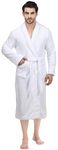 NY Threads Luxurious Men's Shawl Collar Fleece Bathrobe Spa Robe (Small/Medium, White)