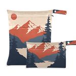 Kigai 2pcs Setting Sun Mountain Wet Dry Bags,Waterproof Reusable Cloth Diaper Wet Dry Bags for Travel,Diapers,Dirty Gym Clothes and Toiletries