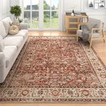 Area Rug for Living Room 9x12 Large Carpet-Machine Washable Vintage Traditional Rugs for Bedroom Dining Room Office Rug Non Slip Retro Red