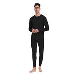 North Bund Men's Thermal Underwear Set Lightweight Functional Underwear Ski Underwear Inner Fleece Thermal Underwear Winter Very Thermal Underwear Thermal Underwear Warm Skiing, Black (light 160 g),