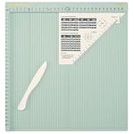 Vaessen Creative 2137-050 Easy Scoring Board cm in Mint Green with Bone Folder and Guide for Card Making and Paper Crafts, 30,5 x 30,5 cm