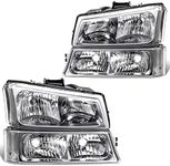 APSVE Headlight Assembly Compatible with 03-06 Chevy Silverado Avalanche 07 Silverado Classic Driver and Passenger Side, Signal Bumper Lamp Chrome Clear