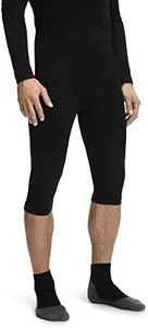 FALKE Men's Wool Tech. 3/4 Tights Base Layer Bottom, Thermal Breathable Quick Dry, Black (Black 3000), L, 1 Piece