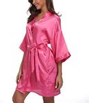 MissNina Women's Satin Kimono Robes Bridesmaid Wedding Robes Silky Bathrobes Summer Loungewear, Rose, Medium