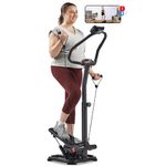 Sunny Health & Fitness 2-in-1 Power Stepper with Resistant Bands & Handlebar, Low-Impact Cardio, Height Adjustable, 330 LB Max & SunnyFit® App Enhanced Bluetooth Connectivity SF-S021055