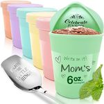 KOYAIRE Portion Control Ice Cream Containers for Homemade Ice Cream (6 oz. Each, 6 Pack), Airtight Food Storage Containers with Lids, Single Serving Mini Freezer Cups for Adults and Kids, Snack Size