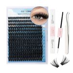 GEMERRY 80D Lash Extension Kit D Curl Mixed Lash Clusters Long Eyelash Extension Kit Bond and Seal DIY Lash Extension Kit Cluster Lashes Kit Lash Glue Individual Lashes Tweezers Lash Extension at Home