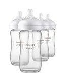 Philips AVENT Glass Natural Baby Bottle with Natural Response Nipple, Clear, 8oz, 4pk, SCY913/04
