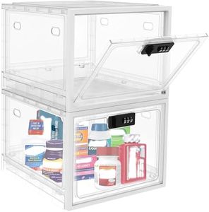 biliitim Large Medicine Lock Box for Safe Medication, Lockable Storage Box for Snacks Food, Phone Lock Boxes with Combination Code for Home/Dorms/Office Storage Lockers