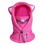 HZTG Kids Winter Warm Windproof Balaclava Hat Boys Girls Ski Riding Face Mask Fleece Neck Warmer (Rose Red Cat)