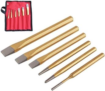 ZFYOUNG 6 Pcs Cold Chisel Set - Flat Chisel, Center Chisel, Punch and Chisel Set, Rock Chisel Set,with Canvas Bag, Cone Chisel for Brickwork, Rock,Metal,Concrete and Stone.