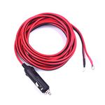 EKYLIN Premuim Car Cigarette Lighter Male Plug to Raw Cable Eyelet Terminal Extension Adapter 15FT/15A Heavy Duty Auto Power Supply Cord DC Cable Wire