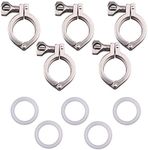 DERNORD Tri-clamp Stainless Steel 304 Single Pin Heavy Duty Tri Clamp with Wing Nut for Ferrule TC with 1 pc Silicone Gasket (1.5" Tri-clamp+Silicone Gasket) (1.5 Inch Tri clamp Size: 5 Pack)