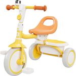 besrey Toddler Tricycle with Bell, Kids Tricycle Age 18 Months to 5 Years, Kids Trikes, Toddler Bikes for 1-3 Year Olds, Toddler Trikes for 2-4 Year Olds, Gift & Toys for Boy & Girl, Yellow