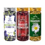 BLUE TEA - IMMUNITY TEA GIFT | 3 In 1 Combo | Butterfly Pea Flower Tea - 25g, Hibiscus Tea - 50gram, Chamomile Tea - 30g | GIFTING DELIGHT | Farm Fresh - Caffeine Free - Herbal Tea - Flower Based