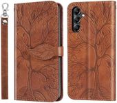 CXTCASE Samsung Galaxy A55 5G Case PU Leather Folio Flip Cover with Card Slots, Magnetic Wallet Phone Case for Samsung Galaxy A55 5G - Brown