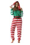 #followme Adult Christmas Onesie for Women Jumpsuit One-Piece Pajamas, Elf, Large