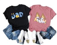 JINTING Dog Mom Shirt Mom and Dad Shirts Couple Outfit T-Shirt Casual Letter Graphic Top Tees, Black, Medium