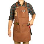 Texas Canvas Wares Waxed Canvas Heavy Duty Work Apron With Pockets - Deluxe Edition With Quick Release Buckle Adjustable Up To Xxl For Men And Women - (Brown Deluxe Edition)