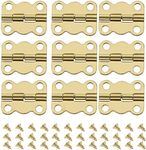 ECSiNG 50Pcs Vintage Butterfly Hinge Retro Box Hinges with 200Pcs Screws Replacement Furniture Cabinet Drawer Door Hinges for Wooden Box Jewelry Box 16x13mm Gold