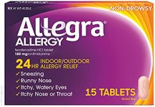 Allegra Adult 24HR Non-Drowsy Antihistamine, 15 Tablets, Fast-acting Allergy Symptom Relief, 180 mg