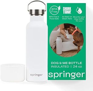 Springer Dog and Me 24oz Stainless Steel Insulated Water Bottle - Cold for 12+ Hours – Portable Dog Water Bottle with Integrated Travel Water Bowl for Dogs, Portable Dog Water Bottle – White