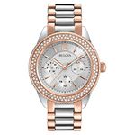 Bulova Crystal Analog White Dial Women's Watch - 98N100