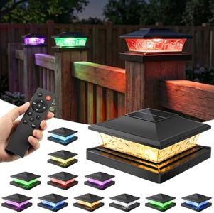 VOLISUN RGB Solar Post Cap Lights by Remote Control (12 Pack, Black)