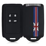 kwmobile Car Key Cover Compatible with Renault 4 Button Car Key Smart Key (only Keyless Go) - Silicone Protective Key Fob Design Cover with Eyelet - Union Jack Red/Blue/Black