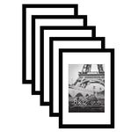 Americanflat 12x8 Photo Frame in Black - Set of 5 - Use as 6x8 Photo Frame with Mount or 8x12 Frame Without Mount - Plexiglass Cover and Hanging Hardware for Horizontal or Vertical Display