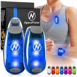 Apace Vision LED Safety Light (2 Pack) with Bonus Items – Clip On Strobe/Running Lights for Runners, Dogs, Bikes, Walking and More (Blue)