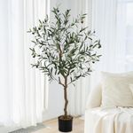 Aptliton 4FT Artificial Olive Tree, 120cm Large Tall Fake Plants, Artificial Olive Plants with Lifelike Leaves, Wood Trunk, Fruits, Suitable for Indoor Outdoor Living Room Office Garden Decor