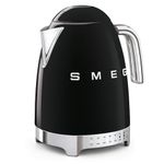 Smeg Black Stainless Steel 50's Retro Variable Temperature Kettle, Black