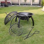 BKR® Firepit Round with Skewers for Barbecuing Outdoor Firepit Bowl 23" 18.5 Kg (Firepit)