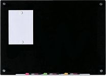 Audio-Visual Direct Magnetic Black Glass Dry-Erase Board Set - 3' x 2' - Includes Magnets, Hardware & Marker Tray