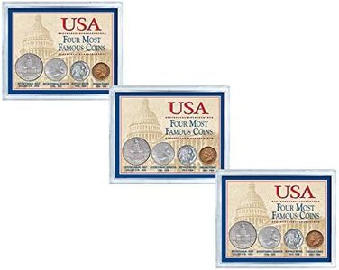 USA Four Most Famous Coins | Package of Three Collections | Genuine Coin Set Buffalo Nickel, Indian Head Cent, Bicentennial Half Dollar and Quarter | Certificate of Authenticity – American Coin Treasu