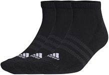 adidas Unisex Cushioned Sportswear 3 Pairs No Show Socks, Black/White, L