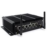 Fanless Mini PC Pf-sense Firewall, Network Security Server VPN Router Core i5 8260U, DB9 Com port, RJ45 Com port, 6 x 2.5GbE LAN port, Mini Desktop PC AES-NI Support HDMI, WiFi, 4GB RAM 128GB SSD