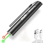Climberty® USB-C Rechargeable Dual-Color Laser Pointer with Green 3000m Range & Red 1000m Range, Aluminum Laser Light Pen for Presentation, Teaching, Pet Play
